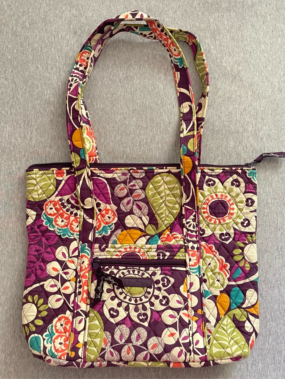 Vera Bradley Plum Multi-Color Quilted Floral Tote